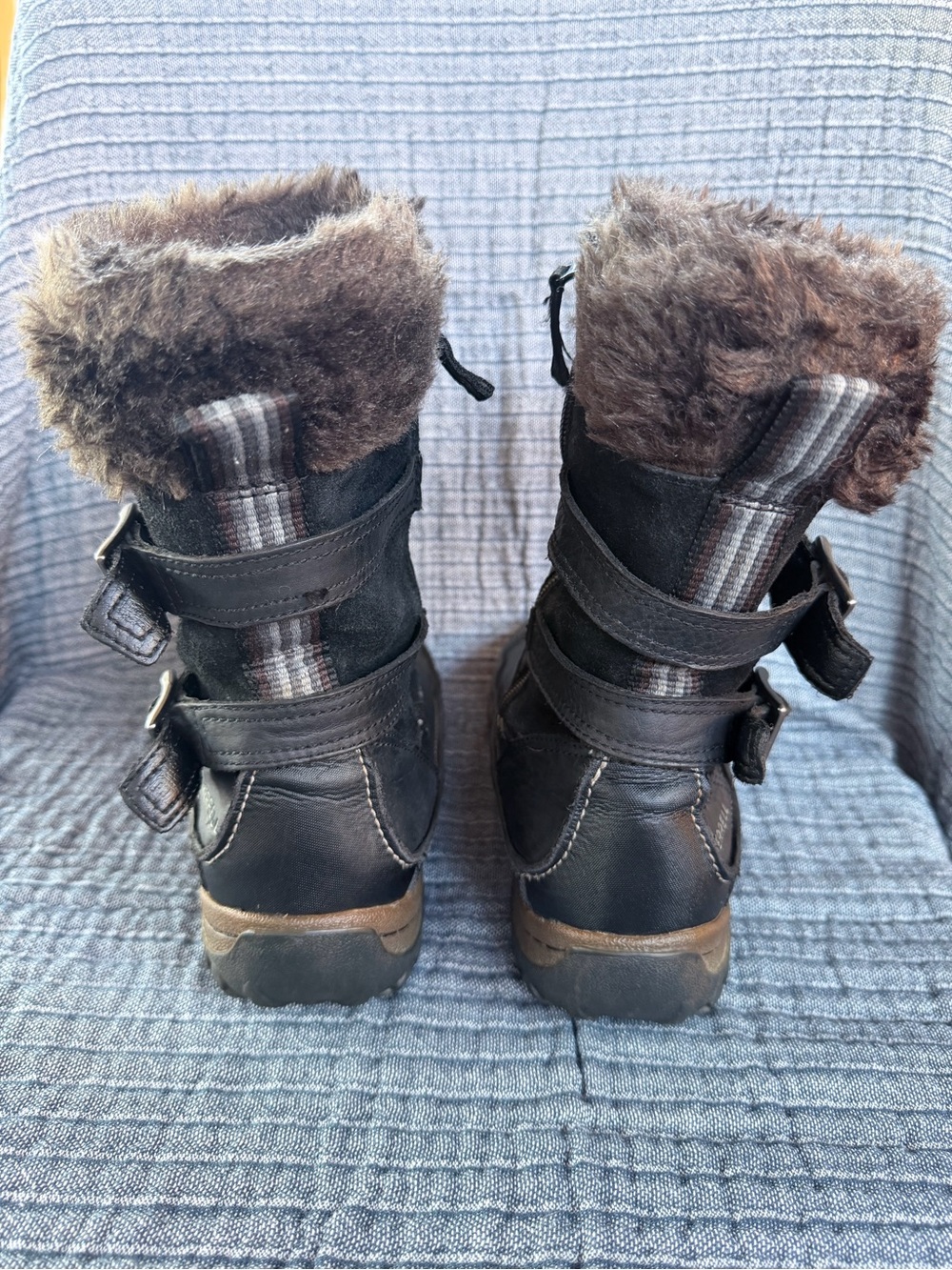 Merrell Women's Black Fur-Trim Leather Winter Boots - Picture 3 of 8